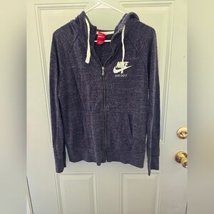 Nike Navy Zip-Up Hoodie with White Logo